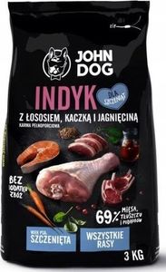 John Dog John Dog KARMA SUCHA INDYK Z ŁOSOSIEM, KACZKĄ I JAGNIĘCINĄ 3kg dla szczeniąt 1