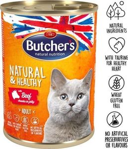 Butcher’s BUTCHER'S Natural&Healthy - kawałki z wołowiną w galaretce 24x400g (kot) 2