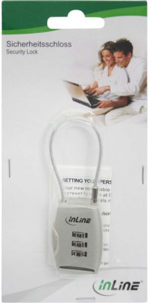 Linka zabezpieczająca InLine Kłódka linkowa 3-cyfrowy - resetowalna (55720) 2