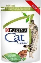 Purina CAT CHOW Sterilised Karma z jagnięciną i zieloną fasolką w sosie 85g 2