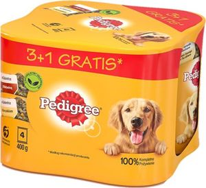 Pedigree PEDIGREE Adult 3+1 PUSZKA 4X400G - mokra karma dla psów w galaretce (2x Z KURCZAKIEM, 2x Z WOŁOWINĄ) 1