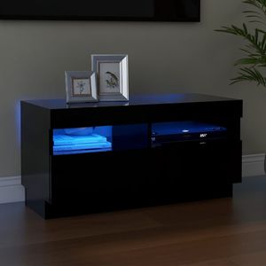 vidaXL Szafka pod TV z oświetleniem LED, czarna, 80x35x40 cm 1