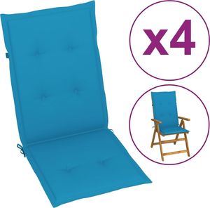 vidaXL vidaXL Poduszki na krzesła ogrodowe, 4 szt., niebieskie, 120x50x4 cm 1