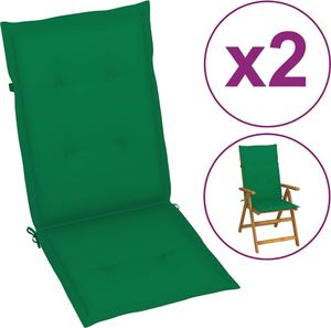 vidaXL vidaXL Poduszki na krzesła ogrodowe, 2 szt., zielone, 120x50x4 cm 1