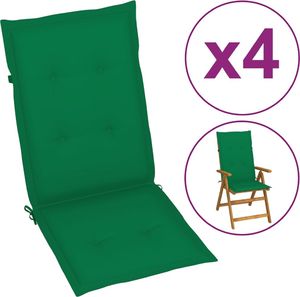 vidaXL vidaXL Poduszki na krzesła ogrodowe, 4 szt., zielone, 120x50x4 cm 1