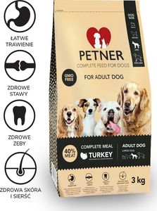 Petner PETNER Karma ADULT LARGE BREEDS dla dorosłych psów ras dużych z indykiem 3kg 1