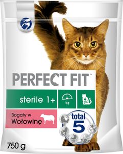 Perfect Fit PERFECT FIT (Sterile 1+) 750g Bogaty w wołowinę - sucha karma dla kota po sterylizacji 1