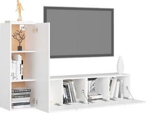 vidaXL 3-cz. zestaw szafek TV, biały, płyta wiórowa 3