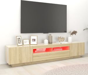 vidaXL Szafka TV z oświetleniem LED, dąb sonoma, 200x35x40 cm 4