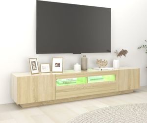 vidaXL Szafka TV z oświetleniem LED, dąb sonoma, 200x35x40 cm 5