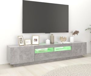 vidaXL Szafka pod TV z oświetleniem LED, szarość betonu, 200x35x40 cm 4