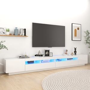 vidaXL Szafka TV z oświetleniem LED, biała z połyskiem, 300x35x40 cm 1