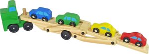 Lean Sport Drewniana Zielona Laweta Ciężarówka z Samochodzikami Klocki 3