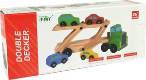 Lean Sport Drewniana Zielona Laweta Ciężarówka z Samochodzikami Klocki 4