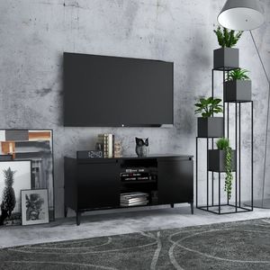 vidaXL vidaXL Szafka TV, metalowe nóżki, czarna, 103,5x35x50 cm 1