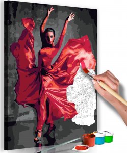 Artgeist Obraz do samodzielnego malowania - Czerwona suknia : Kolor - czerwony, Rozmiar - 40 x 60 1