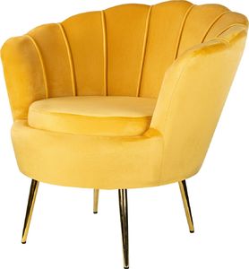 Szchara FOTEL MUSZELKA ŻÓŁTY WELUROWY STYL SKANDYNAWSKI 4