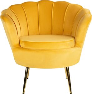Szchara FOTEL MUSZELKA ŻÓŁTY WELUROWY STYL SKANDYNAWSKI 5