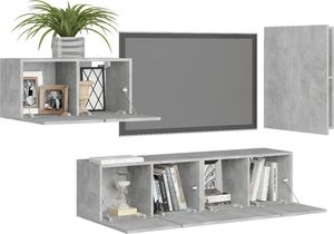 vidaXL 4-cz. zestaw szafek TV, szarość betonu, płyta wiórowa 3