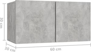 vidaXL 4-cz. zestaw szafek TV, szarość betonu, płyta wiórowa 6