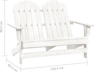 vidaXL 2-osobowe krzesło ogrodowe Adirondack, jodłowe, białe 6