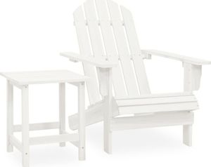 vidaXL Krzesło ogrodowe Adirondack ze stolikiem, jodłowe, białe 1