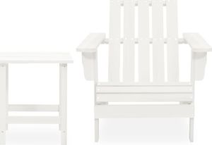 vidaXL Krzesło ogrodowe Adirondack ze stolikiem, jodłowe, białe 2