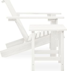 vidaXL Krzesło ogrodowe Adirondack ze stolikiem, jodłowe, białe 3