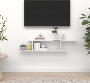 vidaXL Wisząca szafka pod TV, biała, 125x18x23 cm, płyta wiórowa 1