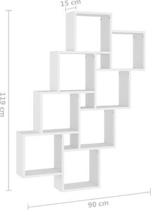 vidaXL Półka ścienna w formie kostek, biała, 90x15x119 cm, płyta 6