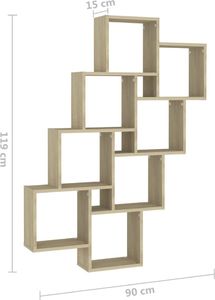 vidaXL Półka ścienna, kostka, dąb sonoma, 90x15x119 cm, płyta 6