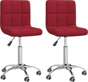 vidaXL Obrotowe krzesła stołowe, 2 szt., winna czerwień, obite tkaniną 1
