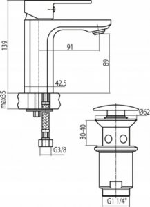Umywalka Valvex 2455800 BAT. LOFT GOLD UMYWALKA 1-OTW. VALVEX // BV.2455800 2