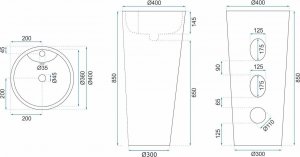 UmywalkaReaREA-U6635 UMYWALKA BLANKA WOLNOSTOJĄCA Z PRZELEWEM BLACK //CE.REA.U-BLANCA-BLACK 5