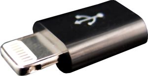 Adapter USB PowerNeed Lightning - microUSB Czarny  (I5M) 1