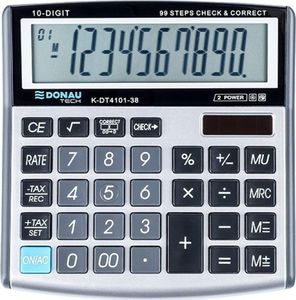 Kalkulator Donau Kalkulator biurowy DONAU TECH, 10-cyfr. wyświetlacz, wym. 136x134x28 mm, srebrny 1