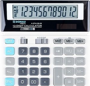 Kalkulator Donau Kalkulator biurowy DONAU TECH, 12-cyfr. wyświetlacz, wym. 156x152x28 mm, biały 1