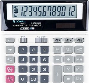 Kalkulator Donau Kalkulator biurowy DONAU TECH, 12-cyfr. wyświetlacz, wym. 156x152x28 mm, biały 1