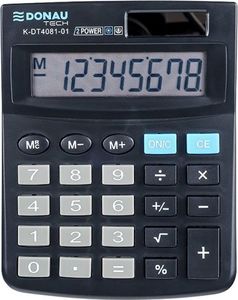 Kalkulator Donau Kalkulator biurowy DONAU TECH, 8-cyfr. wyświetlacz, wym. 134x104x17 mm, czarny 1