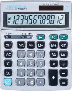 Kalkulator Donau Kalkulator biurowy DONAU TECH, 12-cyfr. wyświetlacz, wym. 210x154x34 mm, metalowa obudowa, srebrny 1