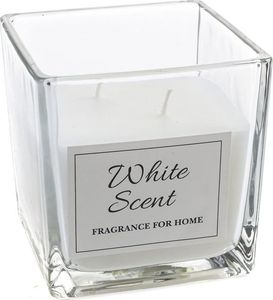 Pepco Świeca w szkle, kwadrat, white scent Biały 1