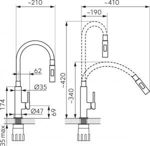 Bateria kuchenna Ferro Zumba Slim 2F stojąca miętowy (BZA43M) 2