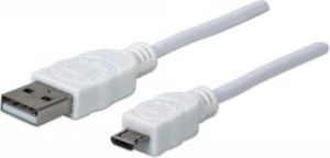 Kabel USB Manhattan USB-A - microUSB 1 m Biały (323987) 1