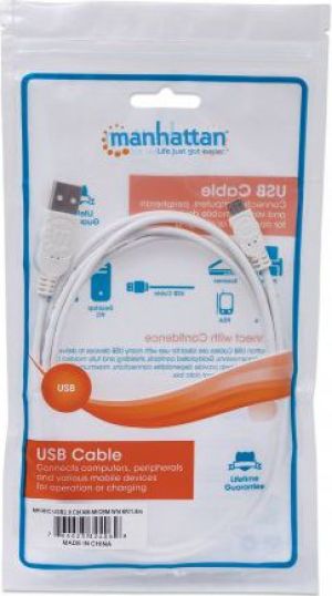 Kabel USB Manhattan USB-A - microUSB 1.8 m Biały (324069) 5