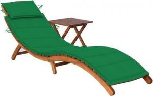 vidaXL Ogrodowy leżak ze stolikiem i poduszką, lite drewno akacjowe 1