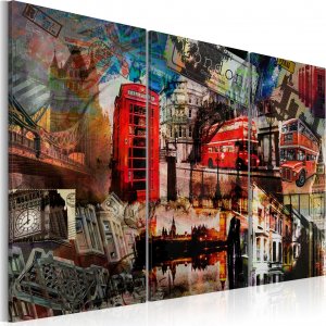 Artgeist Obraz - Londyński kolaż - tryptyk : Kolor - kolorowy, Rozmiar - 90 x 60 1