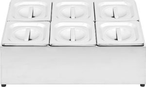 vidaXL Ekspozytor z 6 pojemnikami GN 1/6, stal nierdzewna 3