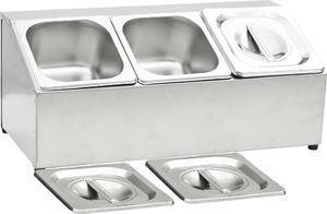 vidaXL Ekspozytor z 3 pojemnikami GN 1/6, stal nierdzewna 6