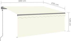 vidaXL Automatycznie zwijana markiza z zasłoną, 3x2,5 m, kremowa 8