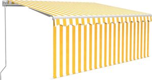 vidaXL Ręcznie zwijana markiza z zasłoną i LED, 3,5x2,5 m, żółto-biała 2